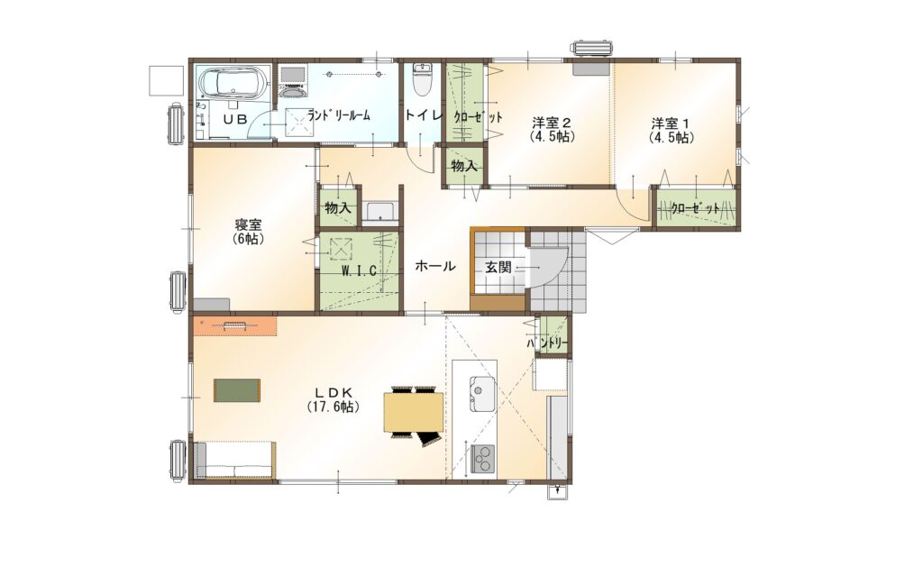 倉吉市福庭町平屋モデルハウス　3LDK　平面図