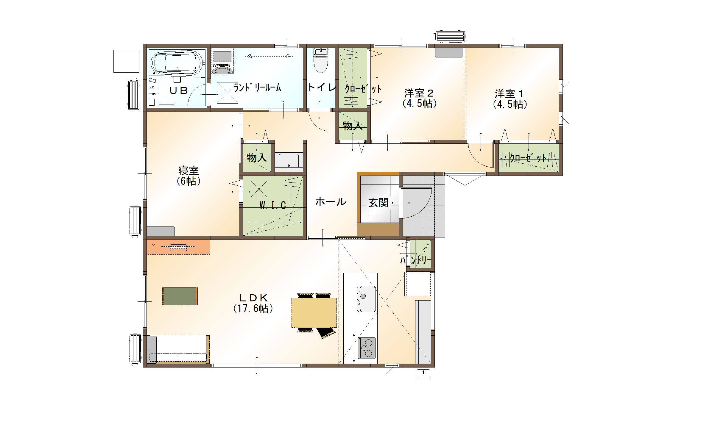 倉吉市福庭町平屋モデルハウス　3LDK　平面図