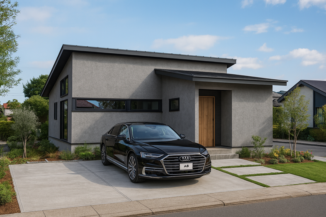 米子市上福原平屋モデルハウス 外観パース