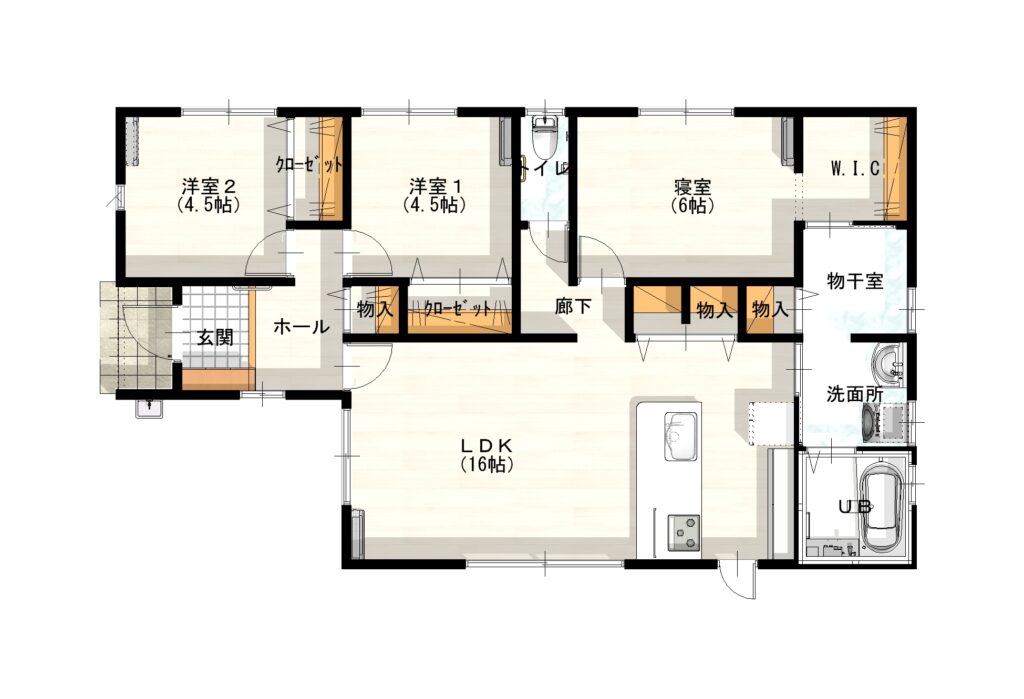 出雲市斐川町富村平屋モデルハウス　3LDK　間取り