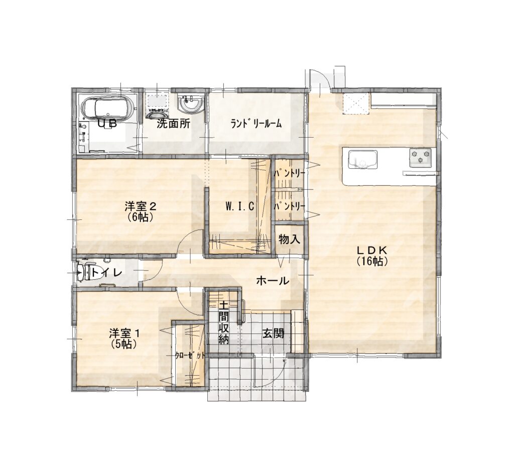 出雲市上塩冶町モデルハウス　平面図　3LDK