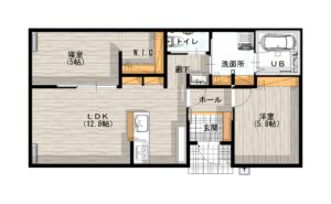 出雲市斐川町上直江　平屋モデルハウス　2LDK　平面図