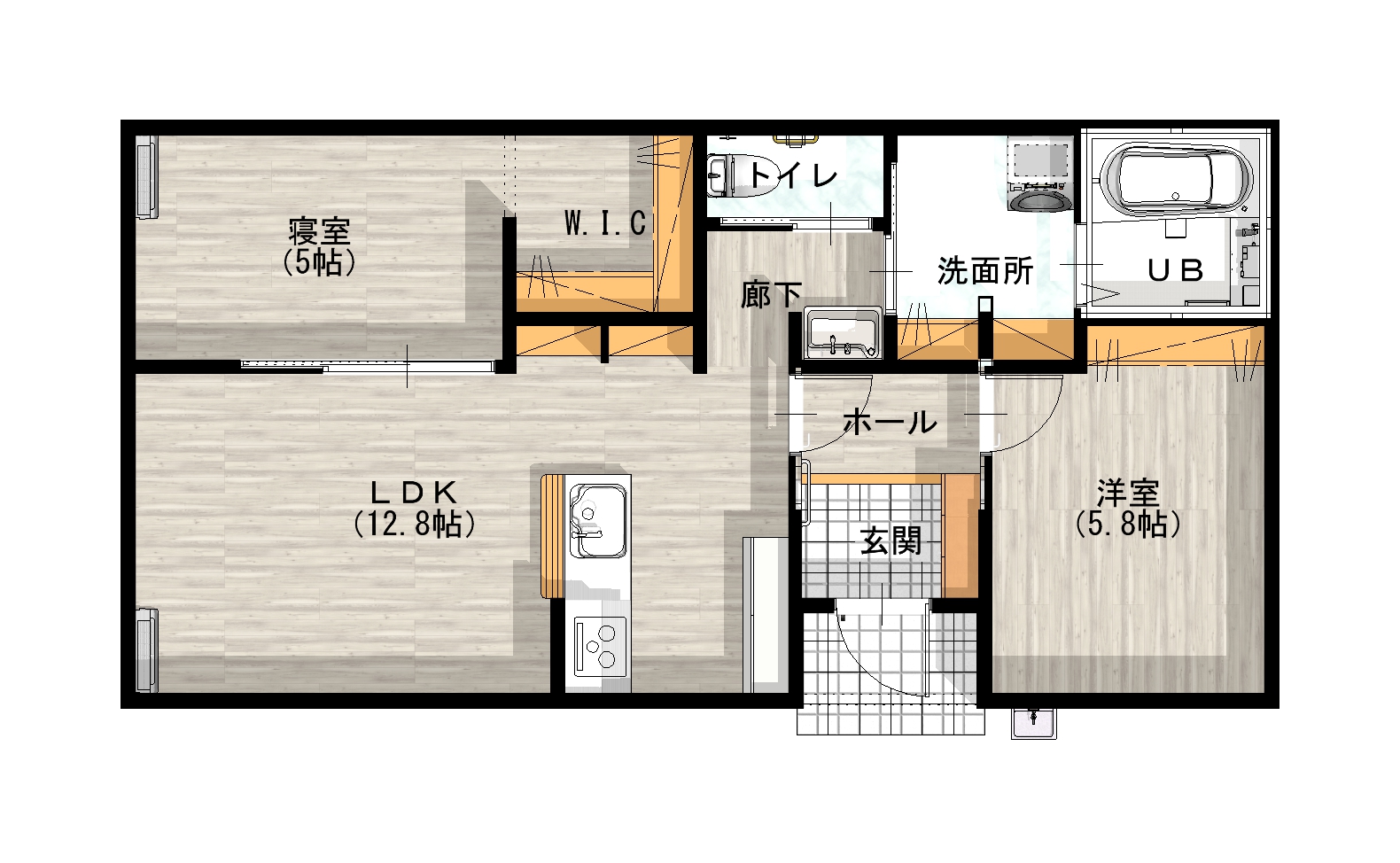 出雲市斐川町上直江 平屋モデルハウス 2LDK 平面図