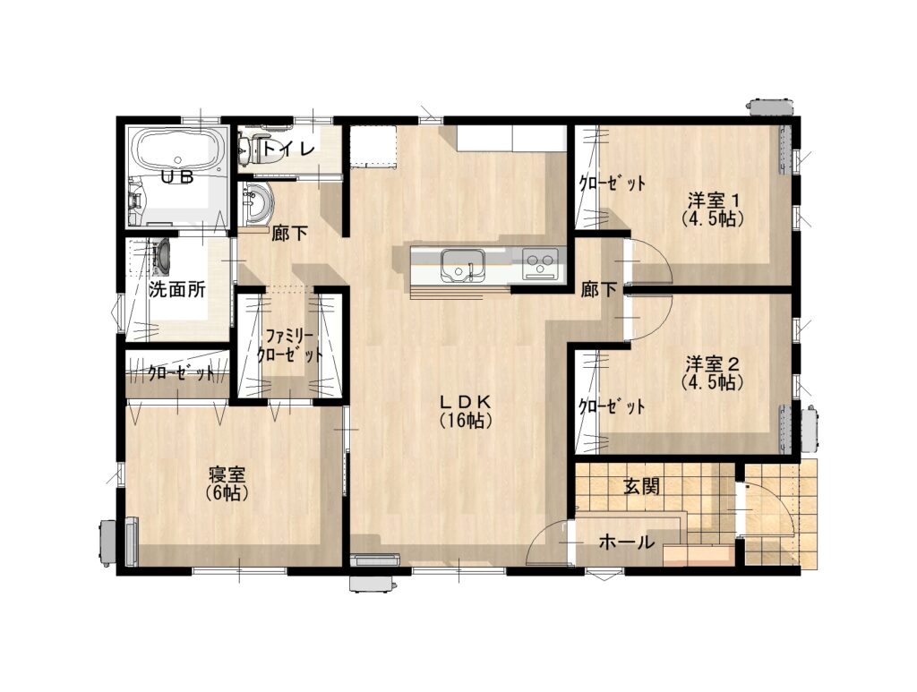 益田市東町　平屋モデルハウス　3LDK　平面図
