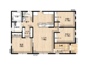 益田市東町　平屋モデルハウス　3LDK　平面図